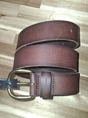 Eddie Bauer Women's Brown Classic Leather Jean Belt Brass Buckle M